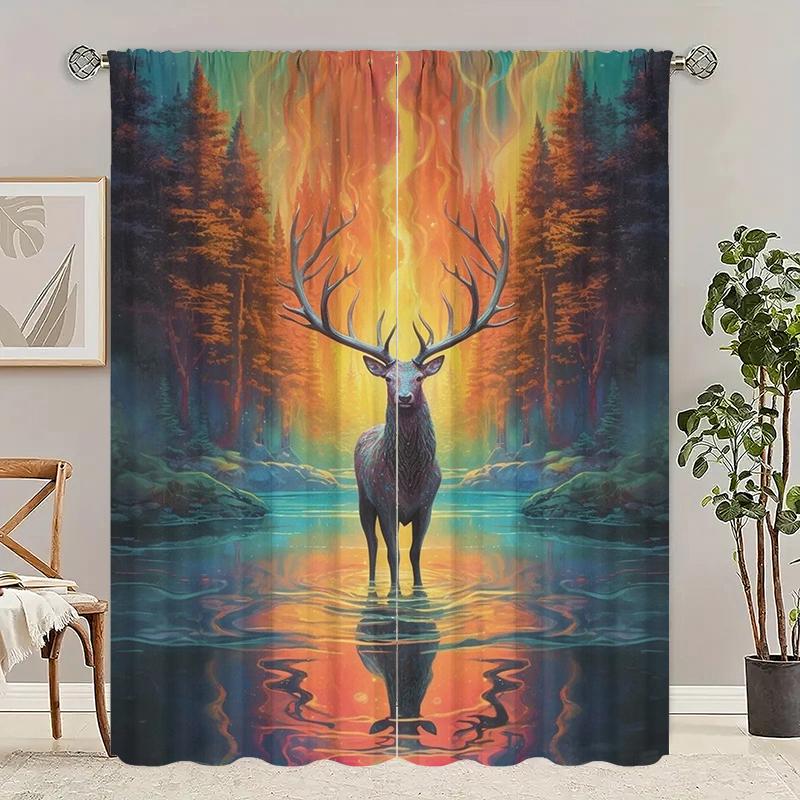 2Pcs- Colored Deer - Printed curtains, Polyester semi-transparent curtains -100% polyester material, home decor 29Wx64L(75x166CM)x2
2Pcs- Colored Deer - Printed curtains, Polyester semi-transparent curtains -100% polyester material, home decor 29Wx64L(75x166CM)x2
