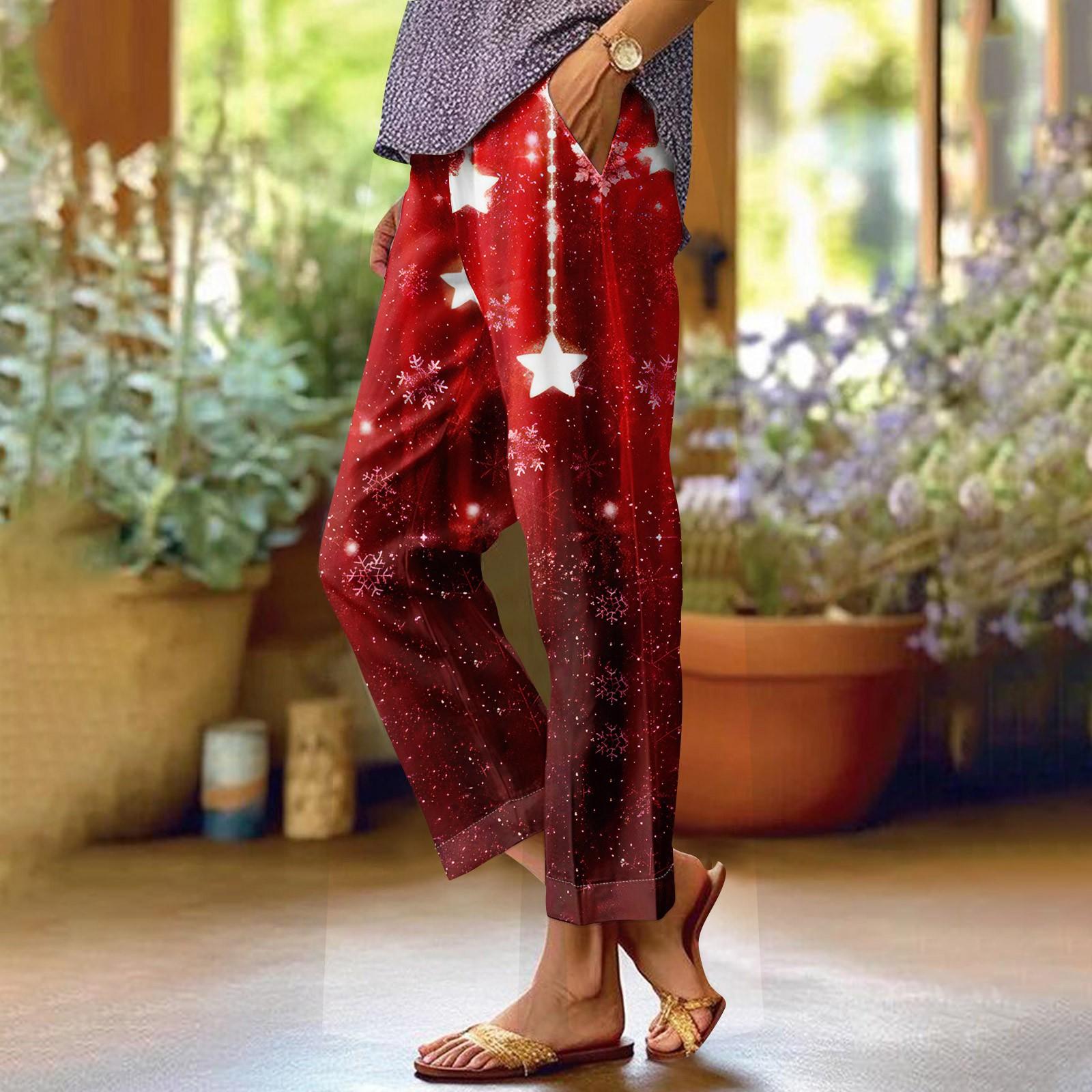 Женские модные повседневные брюки с прямыми карманами и эластичной талией с рождественским принтом L
Женские модные повседневные брюки с прямыми карманами и эластичной талией с рождественским принтом L