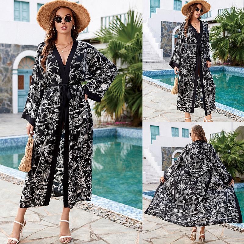 Cotton print resort beach jacket sunscreen cardigan long bikini top swimsuit blouse One size fits all
Cotton print resort beach jacket sunscreen cardigan long bikini top swimsuit blouse One size fits all