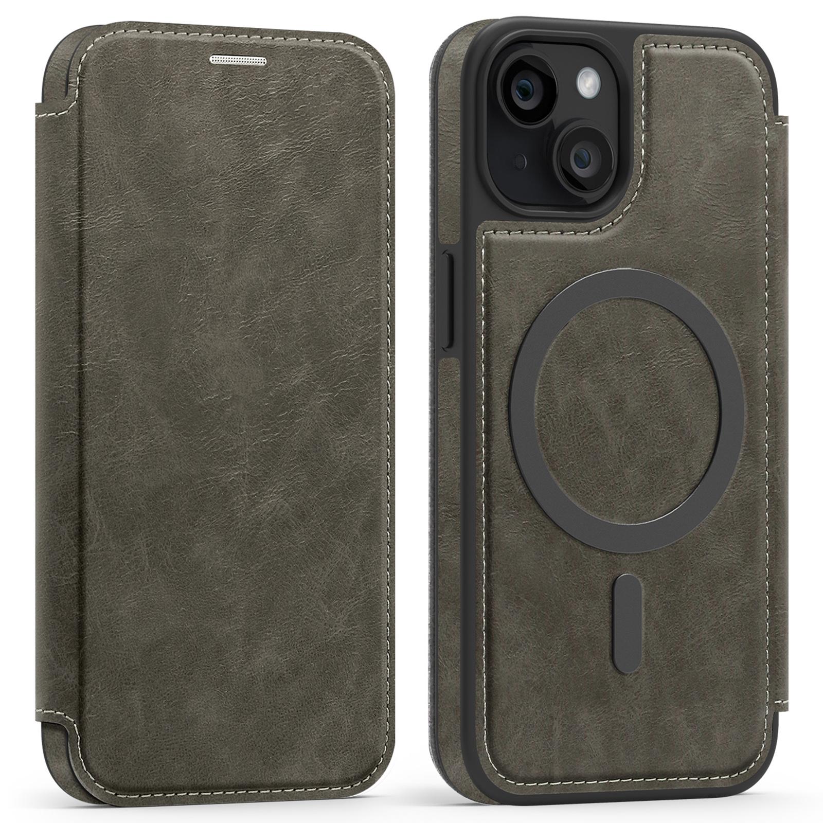 Чехол для iPhone 13, совместимый с MagSafe, с блокирующим RFID держателем для карт, кожаный чехол для телефона Titanium Grey
Чехол для iPhone 13, совместимый с MagSafe, с блокирующим RFID держателем для карт, кожаный чехол для телефона Titanium Grey