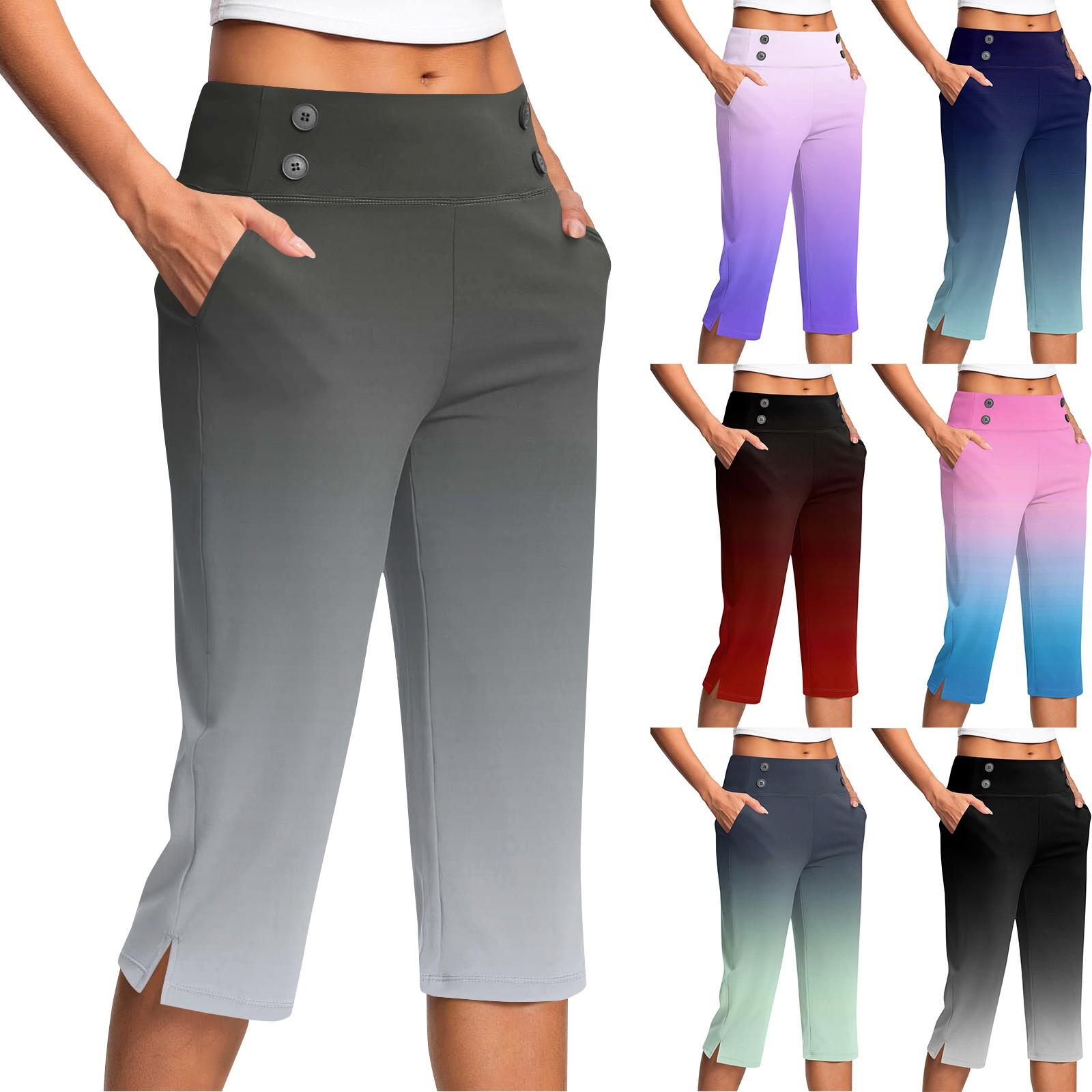 Women s Fashion Gradient Button Pocket Trousers Slit High Waist Sports Yoga Casual Cropped Pants L чёрный
Women s Fashion Gradient Button Pocket Trousers Slit High Waist Sports Yoga Casual Cropped Pants L чёрный
