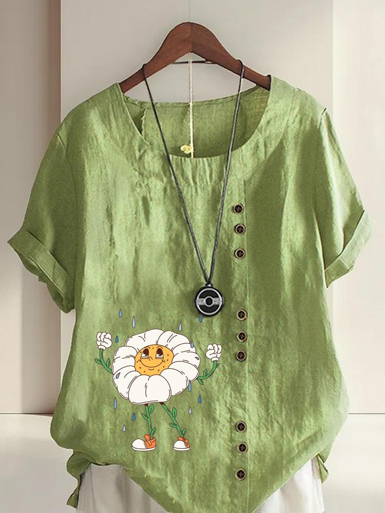 Women s Fashion Humanoid Flower Print Casual Cotton Linen Short Sleeve Round Neck T-shirt Shirt Leisure Loose Summer Blouse Tops 5XL зелений
Women s Fashion Humanoid Flower Print Casual Cotton Linen Short Sleeve Round Neck T-shirt Shirt Leisure Loose Summer Blouse Tops 5XL зелений