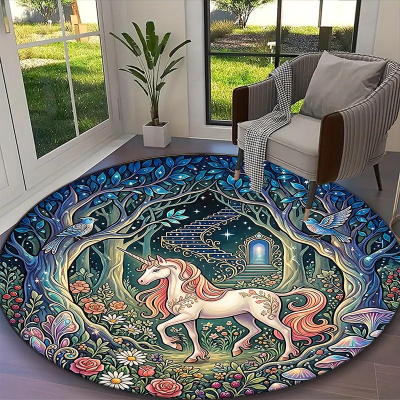 1pc Enchanted Forest Pink Mane Unicorn Printed Chair Rug for Home Office Use, Living Room Kitchen Game Room Round Carpet Diameter 60cm
1pc Enchanted Forest Pink Mane Unicorn Printed Chair Rug for Home Office Use, Living Room Kitchen Game Room Round Carpet Diameter 60cm