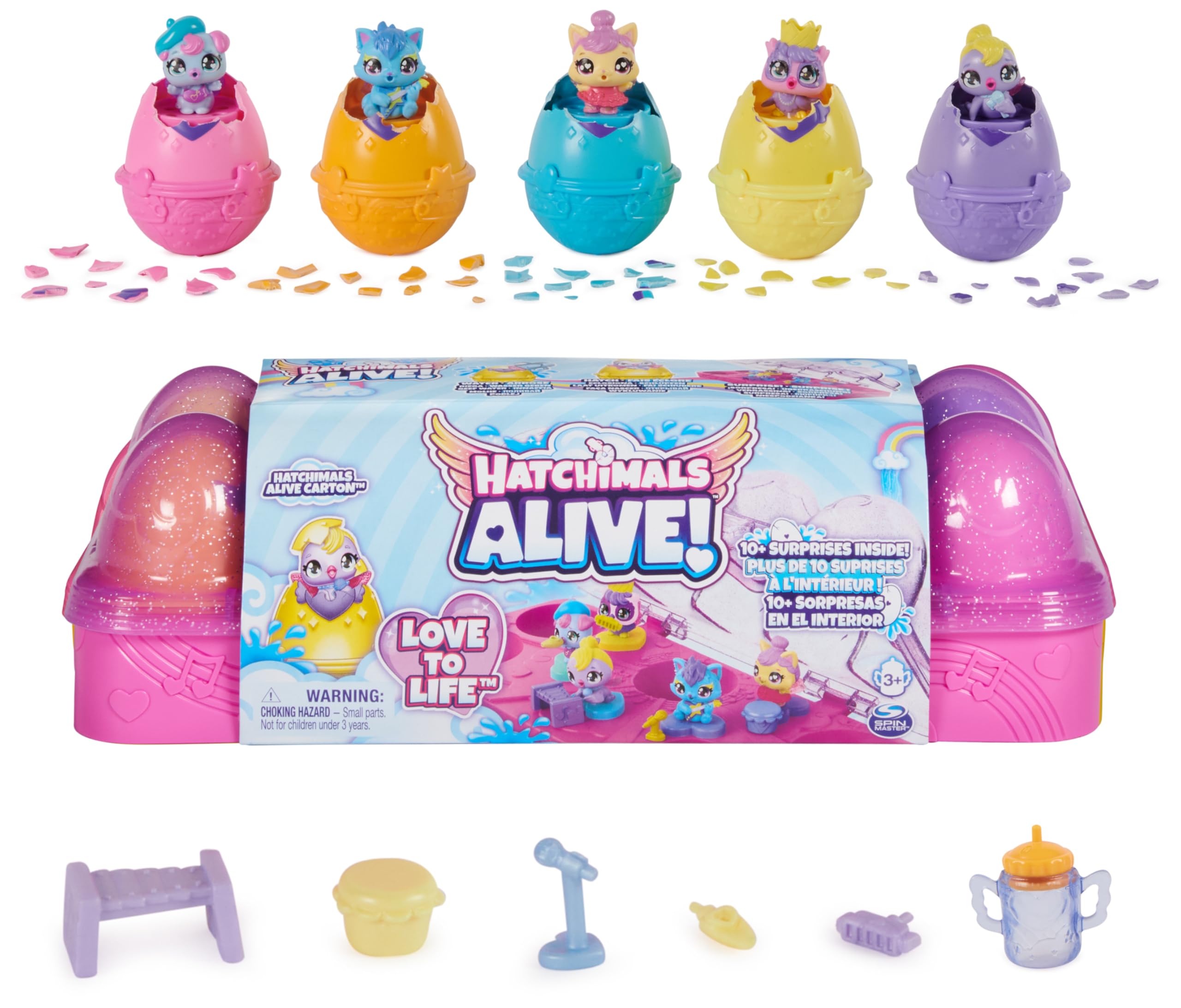 Hatchimals Alive, Игрушка-лоток с яйцами с 5 мини-фигурками в самовылупляющихся яйцах, 11 аксессуаров, Игрушки для детей, девочек и мальчиков от 3 лет
Hatchimals Alive, Игрушка-лоток с яйцами с 5 мини-фигурками в самовылупляющихся яйцах, 11 аксессуаров, Игрушки для детей, девочек и мальчиков от 3 лет