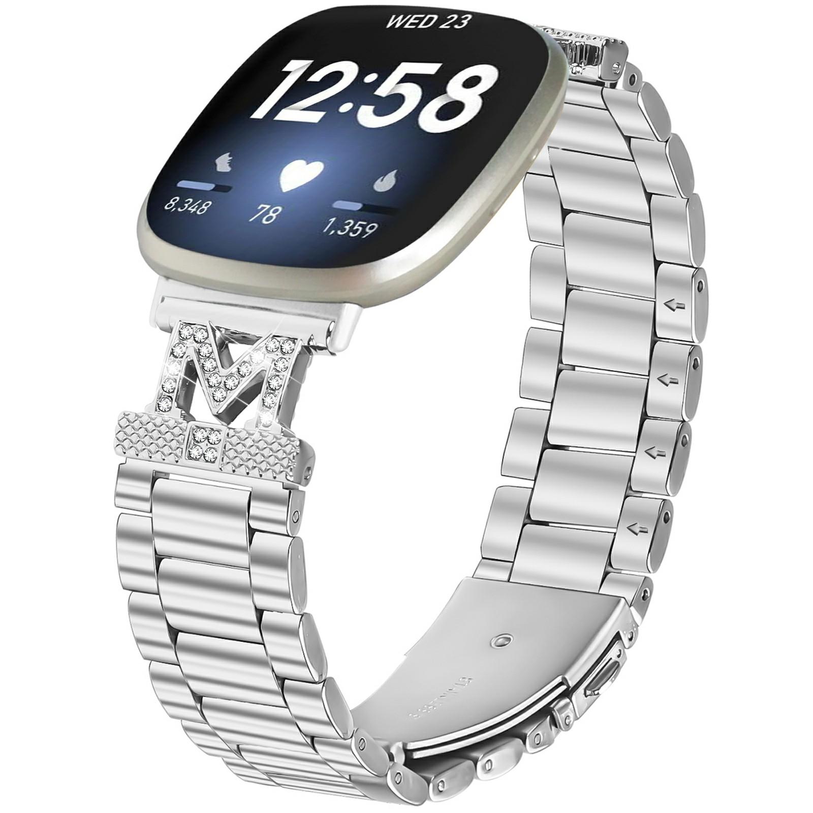 For Fitbit Versa 3/Sense Watch Strap Rhinestones Decor Silver Stainless Steel 3 Beads Watch Band As shown A
For Fitbit Versa 3/Sense Watch Strap Rhinestones Decor Silver Stainless Steel 3 Beads Watch Band As shown A