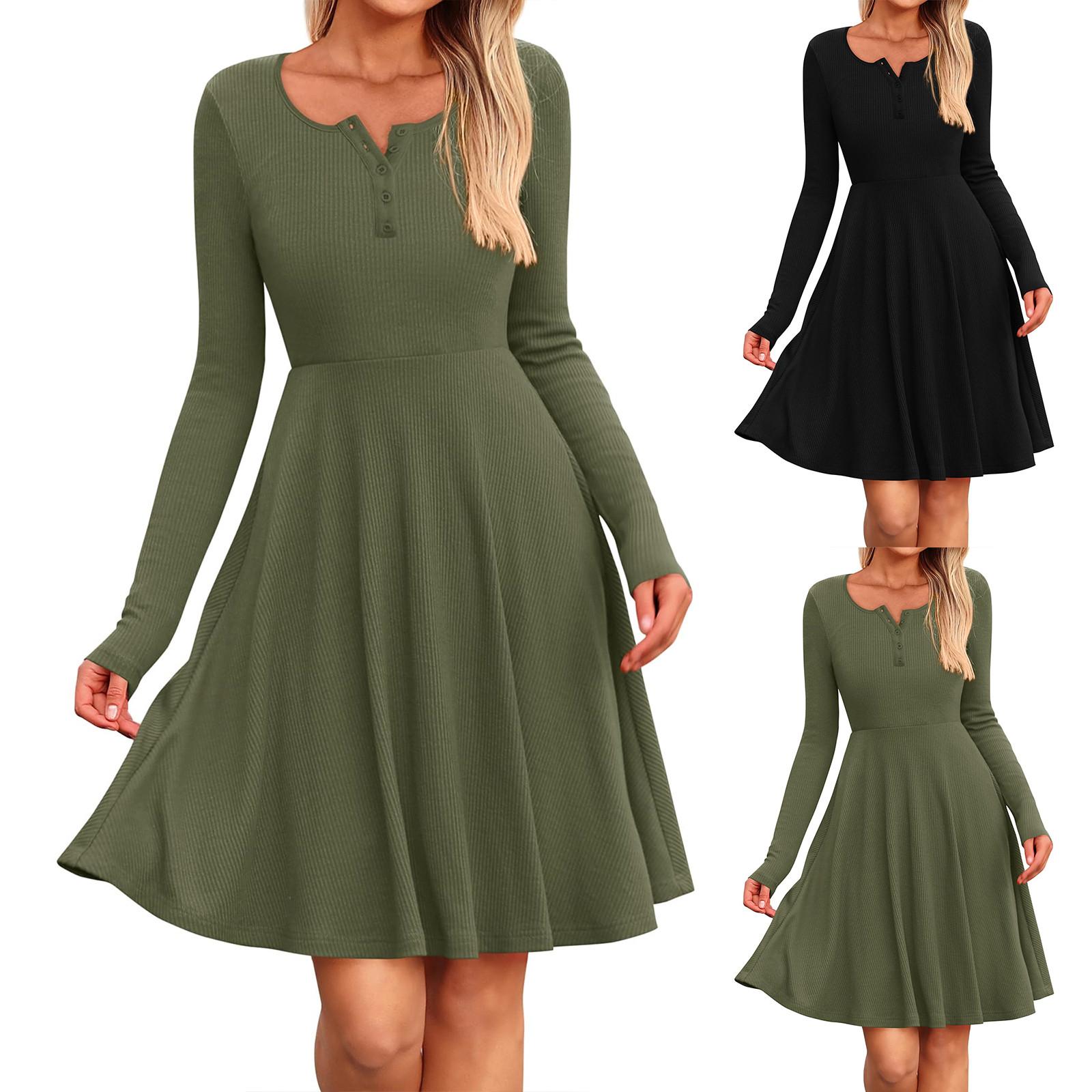 Women s Long Sleeve Dress Casual Ribbed Knit Round Neck Button Down Dresses S
Women s Long Sleeve Dress Casual Ribbed Knit Round Neck Button Down Dresses S