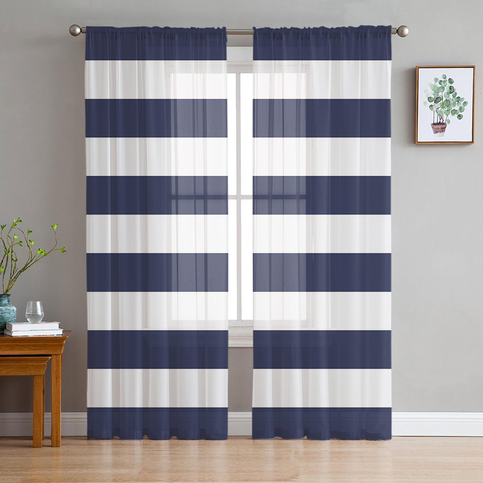 White Blue Stripes Geometric Translucent Drapes Window Opening Treatment for Kitchen Area Living Room Bedroom Space Decoration Modern Tulle Drapes 1 PCS W100XH250cm&Rod Pocket
White Blue Stripes Geometric Translucent Drapes Window Opening Treatment for Kitchen Area Living Room Bedroom Space Decoration Modern Tulle Drapes 1 PCS W100XH250cm&Rod Pocket
