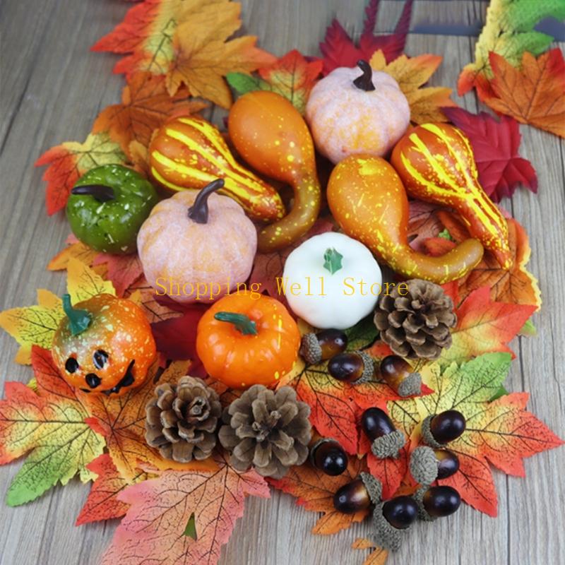 KX4B User friendly Autumn Decors Set Artificial Pumpkins Fabric Maples Leaves With Pinecones Nut For Seasonal Arrangements CN
KX4B User friendly Autumn Decors Set Artificial Pumpkins Fabric Maples Leaves With Pinecones Nut For Seasonal Arrangements CN