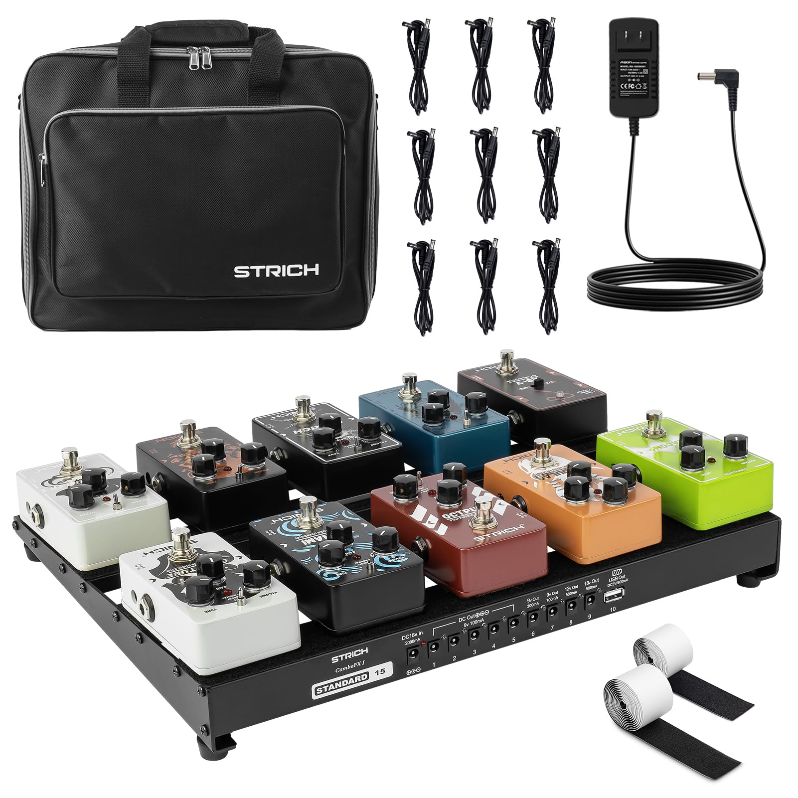 STRICH Powered Effects Board 15 x Легкая алюминиевая педальная панель с чехлом для кабеля педали и полосками-липучками 11 2.17LB PB-S15
STRICH Powered Effects Board 15 x Легкая алюминиевая педальная панель с чехлом для кабеля педали и полосками-липучками 11 2.17LB PB-S15