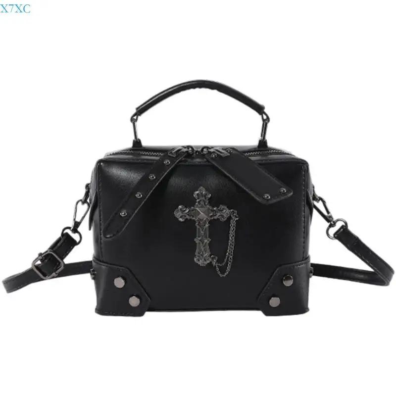 Women Gothic Punk Square Small Crossbody Handbag with Top Handle Skull Crosses Chain PU Leather Shoulder Bag Purse
Women Gothic Punk Square Small Crossbody Handbag with Top Handle Skull Crosses Chain PU Leather Shoulder Bag Purse