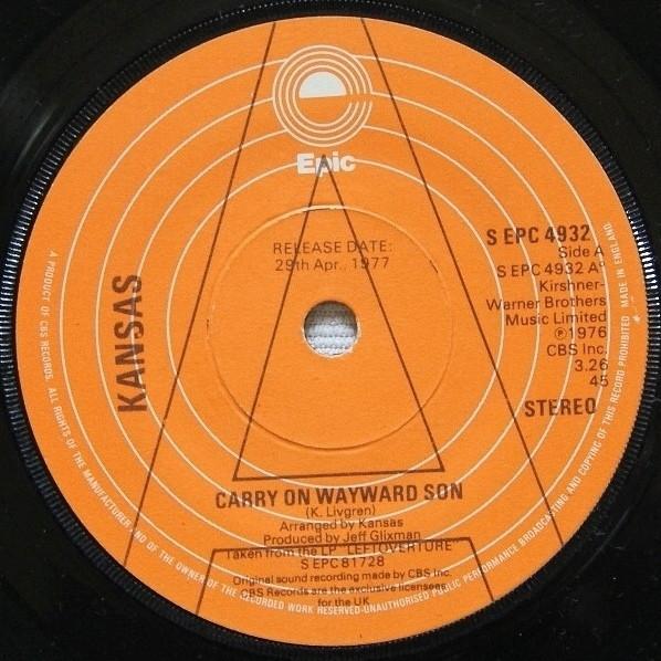 7inch Record KANSAS - Carry On Wayward Son SEPC4932PROMO Epic 1977 UK Rock Used
7inch Record KANSAS - Carry On Wayward Son SEPC4932PROMO Epic 1977 UK Rock Used