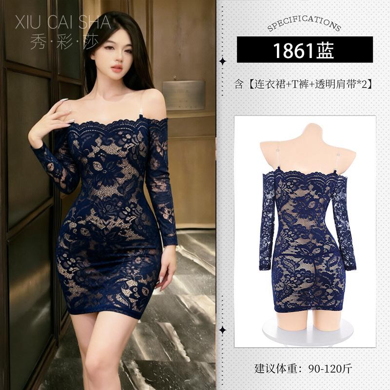 Xiucaisha lingerie Internet celebrity sexy lace long-sleeved blue tight hip skirt one-word shoulder hair pure desire style One size fits all синій
Xiucaisha lingerie Internet celebrity sexy lace long-sleeved blue tight hip skirt one-word shoulder hair pure desire style One size fits all синій