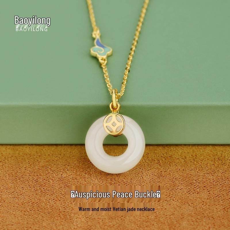 S925 Sterling Silver Women s Peace Buckle Necklace with Natural Hetian Jade 925 Sterling Silver
S925 Sterling Silver Women s Peace Buckle Necklace with Natural Hetian Jade 925 Sterling Silver