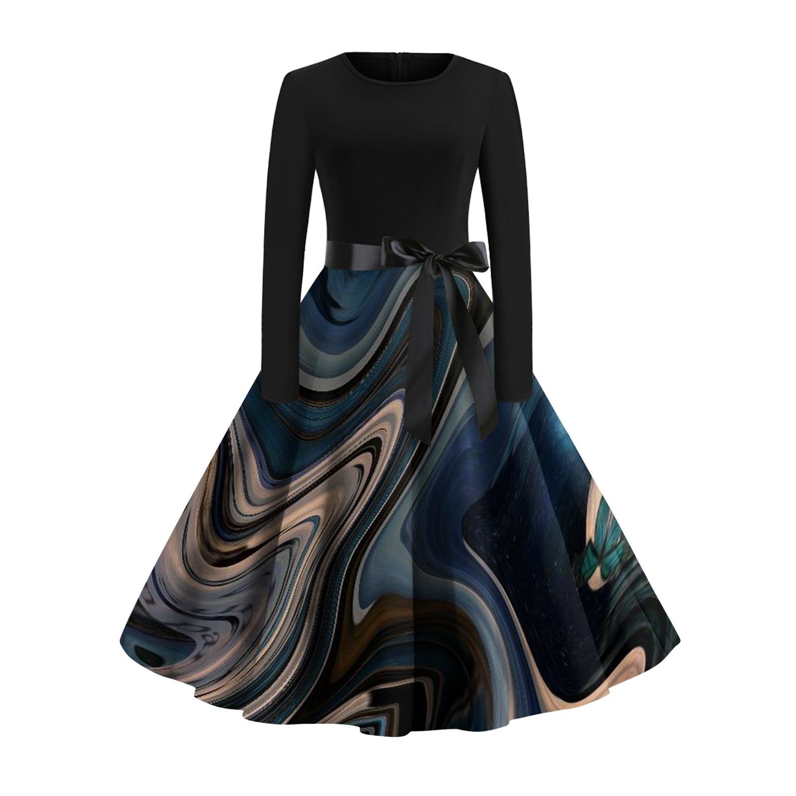 Женское расклешенное платье с принтом для женщин, платье с длинным рукавом, вечерние повседневные платья XL
Женское расклешенное платье с принтом для женщин, платье с длинным рукавом, вечерние повседневные платья XL