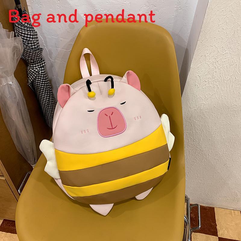 Cute Cartoon Bee Capybaradesign Children Backpack With Plush Pendant For Daily Use Small рожевий
Cute Cartoon Bee Capybaradesign Children Backpack With Plush Pendant For Daily Use Small рожевий