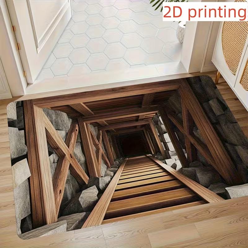 3D Illusion Door Mat with Real Solid Wood Staircase Stone Tunnel Design Kitchen Living Room Carpet Eye-catching Home Decoration 40cm x 60cm
3D Illusion Door Mat with Real Solid Wood Staircase Stone Tunnel Design Kitchen Living Room Carpet Eye-catching Home Decoration 40cm x 60cm