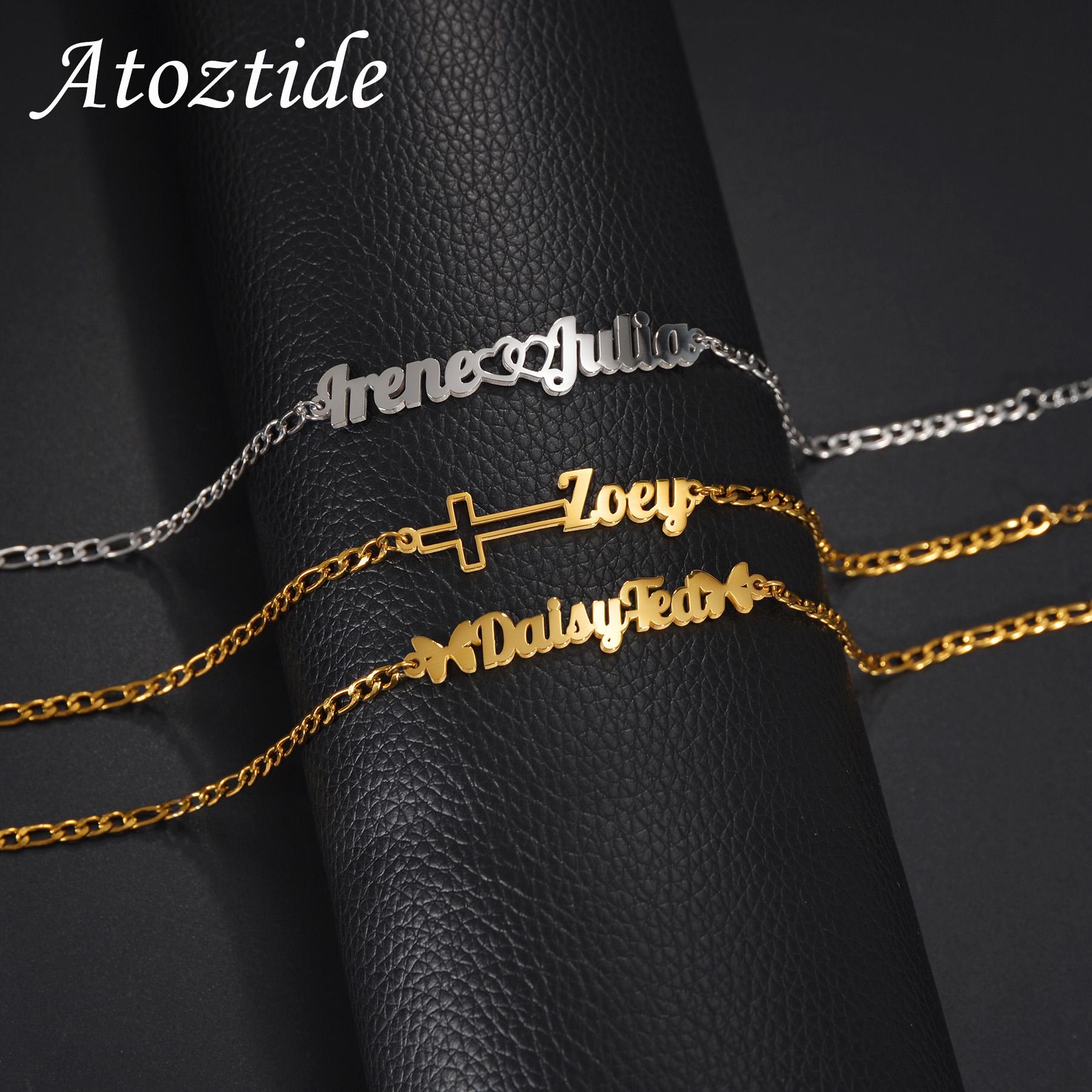 Браслет Atoztide с индивидуальным именем, персонализированная цепочка Фигаро для женщин, браслет из нержавеющей стали золотого цвета, рождественский браслет
Браслет Atoztide с индивидуальным именем, персонализированная цепочка Фигаро для женщин, браслет из нержавеющей стали золотого цвета, рождественский браслет