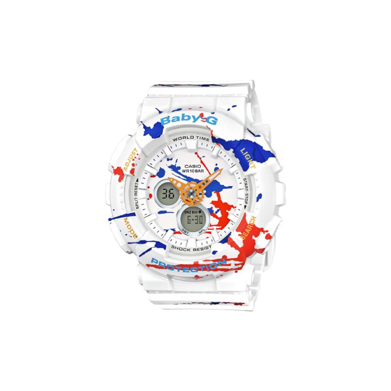 Casio BABY-G series, fashion splash ink, trendy color contrasting street style, classic pointer dual display dial, waterproof movement, BA-120SPL-7A белый
Casio BABY-G series, fashion splash ink, trendy color contrasting street style, classic pointer dual display dial, waterproof movement, BA-120SPL-7A белый