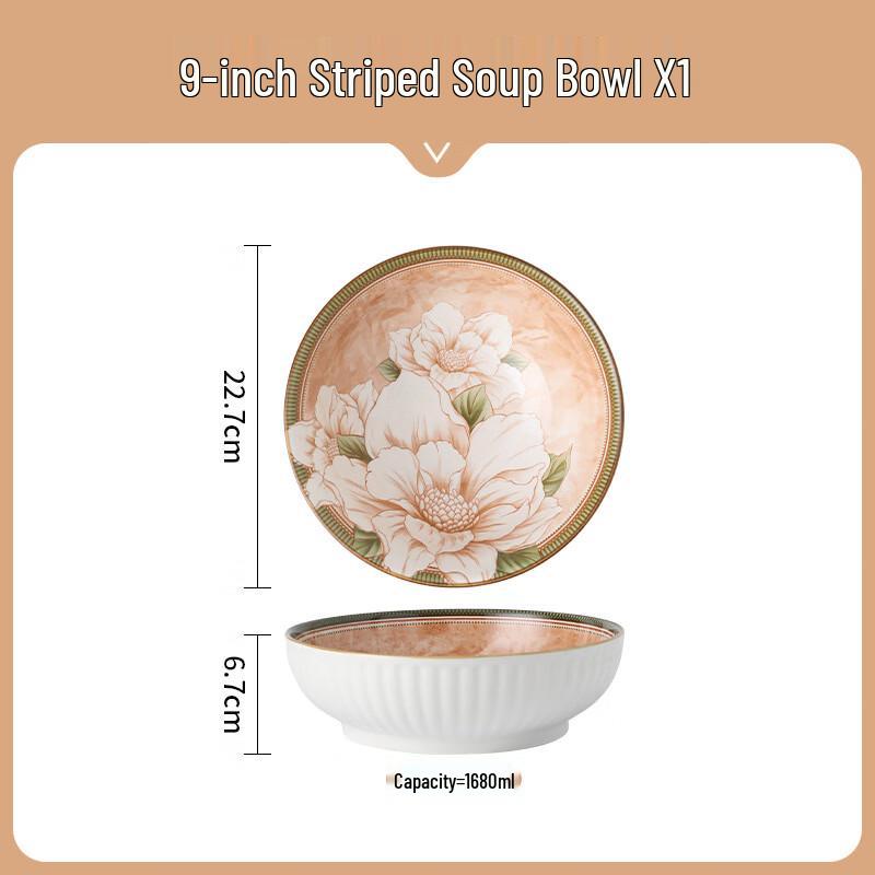 Huazao Baijia Japanese Camellia 9-inch Striped Ceramic Bowl
Huazao Baijia Japanese Camellia 9-inch Striped Ceramic Bowl
