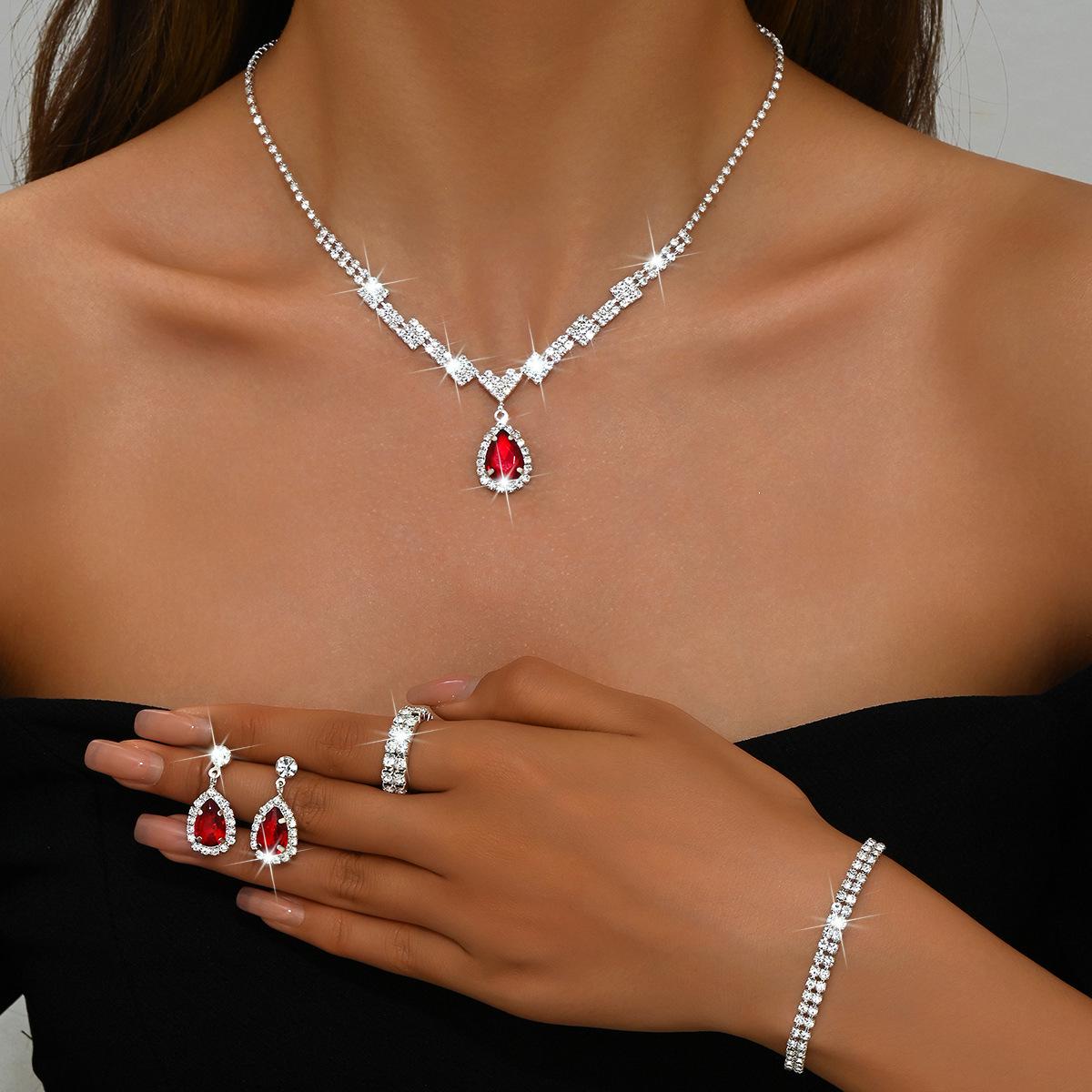 Royal Blue Gemstone Wedding Jewelry Set: Silver-Plated Necklace, Earrings, Bracelet, and Ring
Royal Blue Gemstone Wedding Jewelry Set: Silver-Plated Necklace, Earrings, Bracelet, and Ring