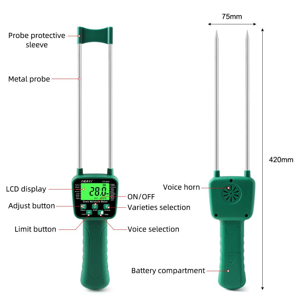 Цифровой гигрометр для зерна 14 видов Измеритель влажности зерна Голосовая сигнализация Металлический щуп Высокочувствительные датчики Практичный разноцветный
Цифровой гигрометр для зерна 14 видов Измеритель влажности зерна Голосовая сигнализация Металлический щуп Высокочувствительные датчики Практичный разноцветный