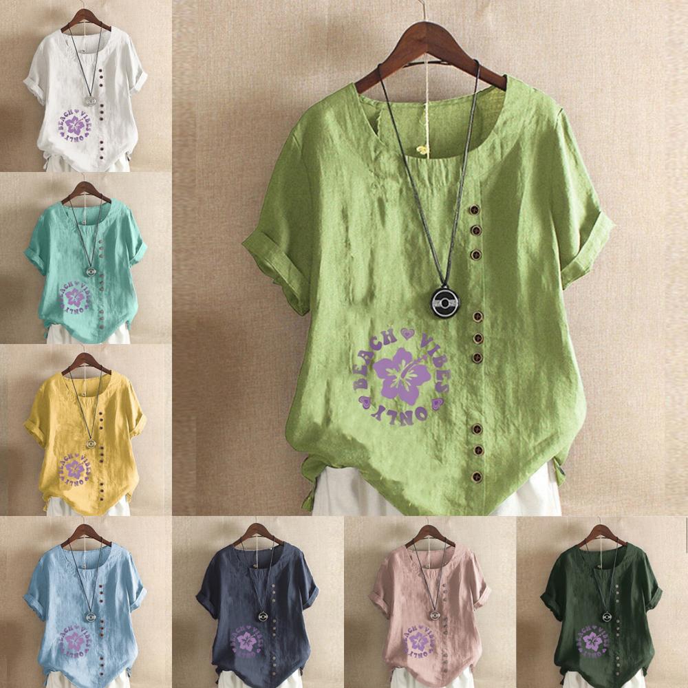 Women s Fashion Round Neck Short Sleeve T-shirt Casual Cotton Linen Graphic Shirt Leisure Loose Purple Flowers Prined Summer Blouse Tops Plus Size
Women s Fashion Round Neck Short Sleeve T-shirt Casual Cotton Linen Graphic Shirt Leisure Loose Purple Flowers Prined Summer Blouse Tops Plus Size