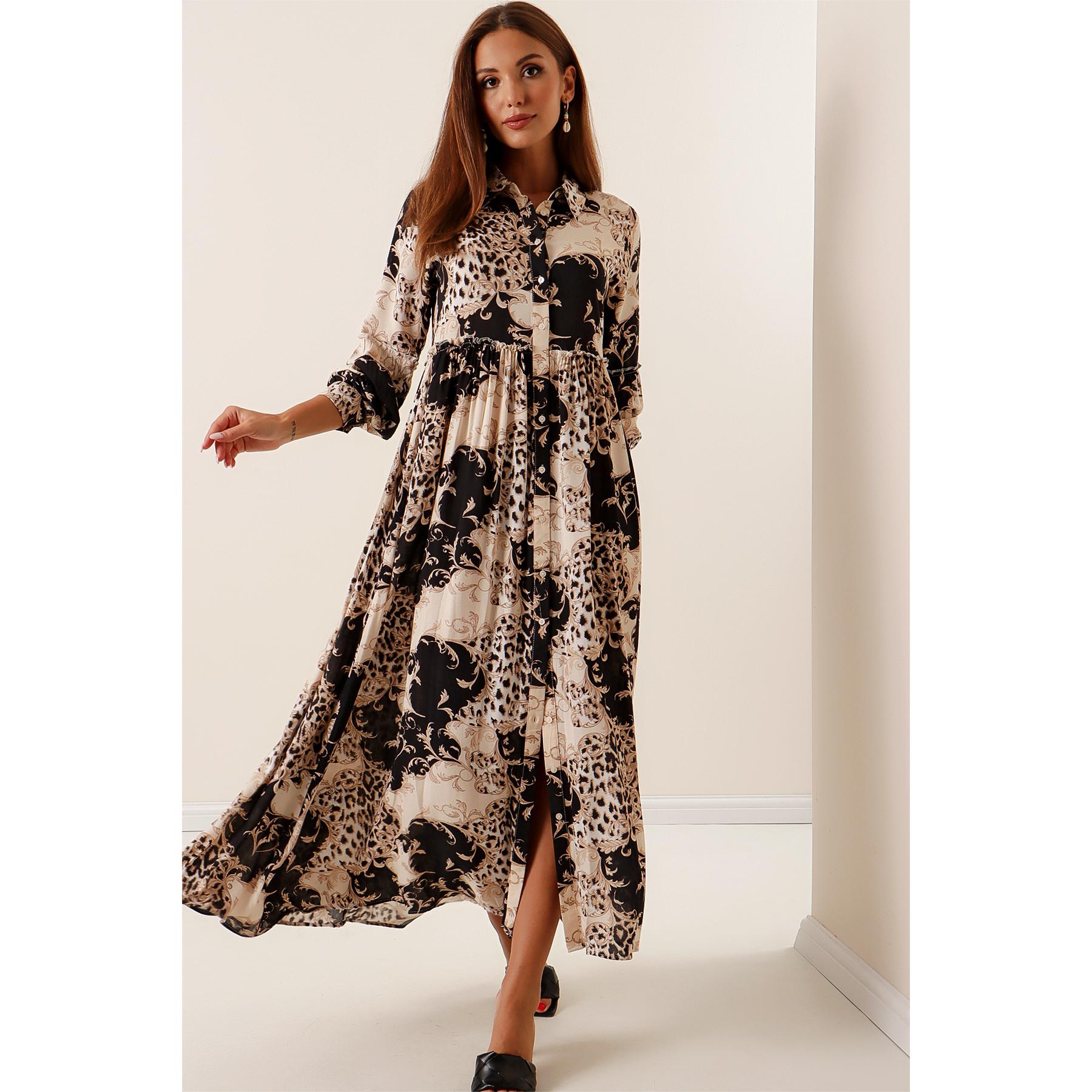 Длинное платье-рубашка из вискозы с рисунком
Длинное платье-рубашка из вискозы с рисунком