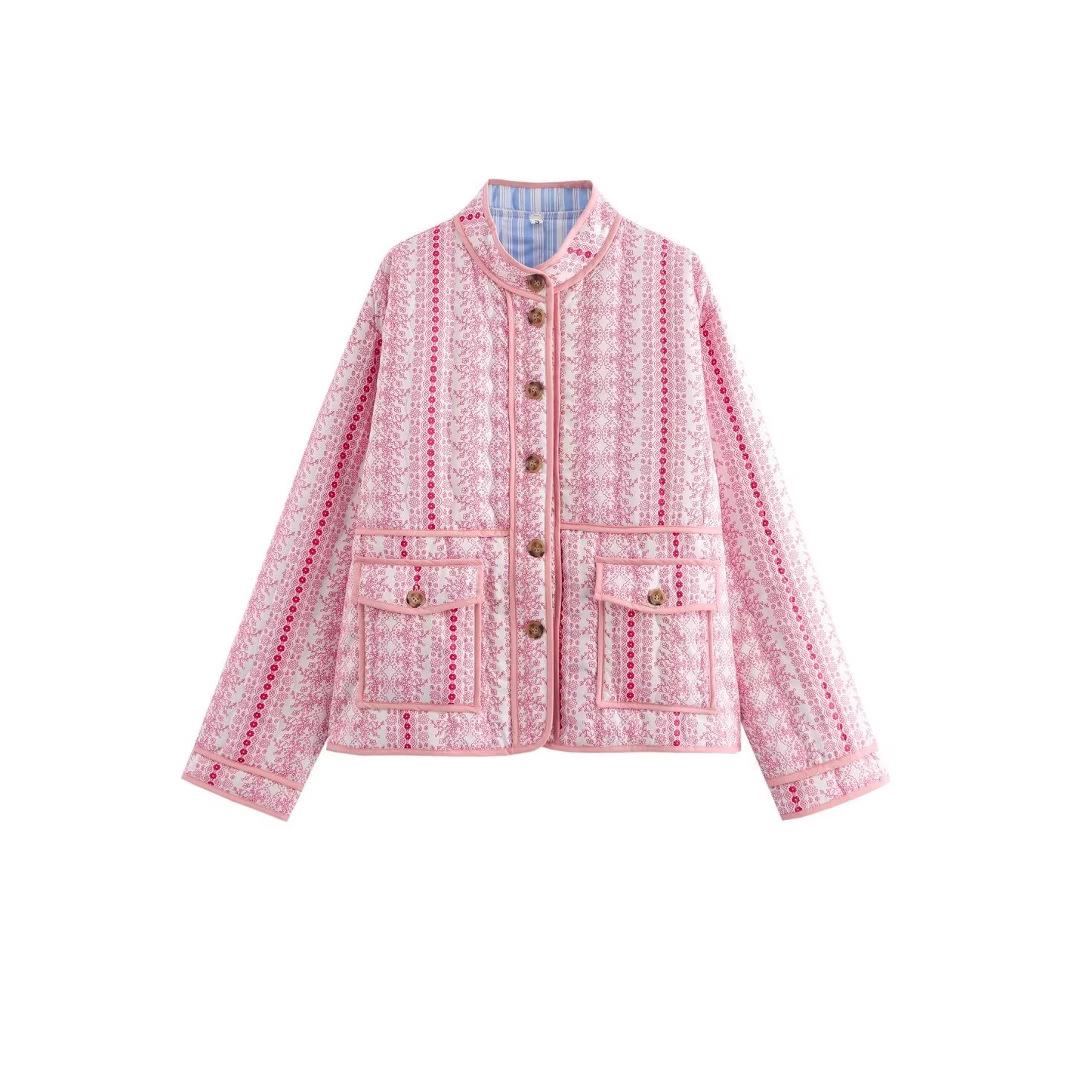 2024 Autumn/Winter French Sweet Style Floral Cotton-Padded Jacket - Loose Fit, Long Sleeve, Single-Breasted, Color Block Design Large
2024 Autumn/Winter French Sweet Style Floral Cotton-Padded Jacket - Loose Fit, Long Sleeve, Single-Breasted, Color Block Design Large