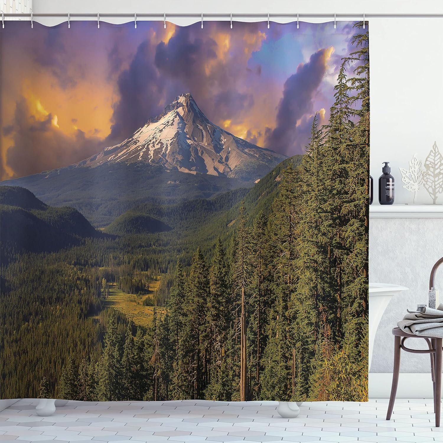 Mountain Landscape Shower Curtain Snowy Peak Forest Nature Decor Linen180X210 W60H190(CM)-1 Pcs
Mountain Landscape Shower Curtain Snowy Peak Forest Nature Decor Linen180X210 W60H190(CM)-1 Pcs