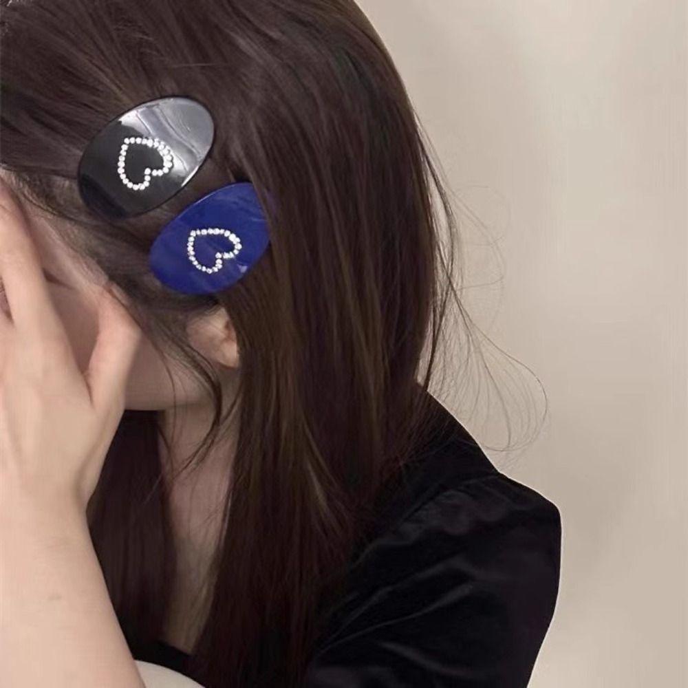 Love Heart Hair Clip Oval Acetic Acid Spring Clip Creative Rhinestone Hairpin Travel синій 
Love Heart Hair Clip Oval Acetic Acid Spring Clip Creative Rhinestone Hairpin Travel синій