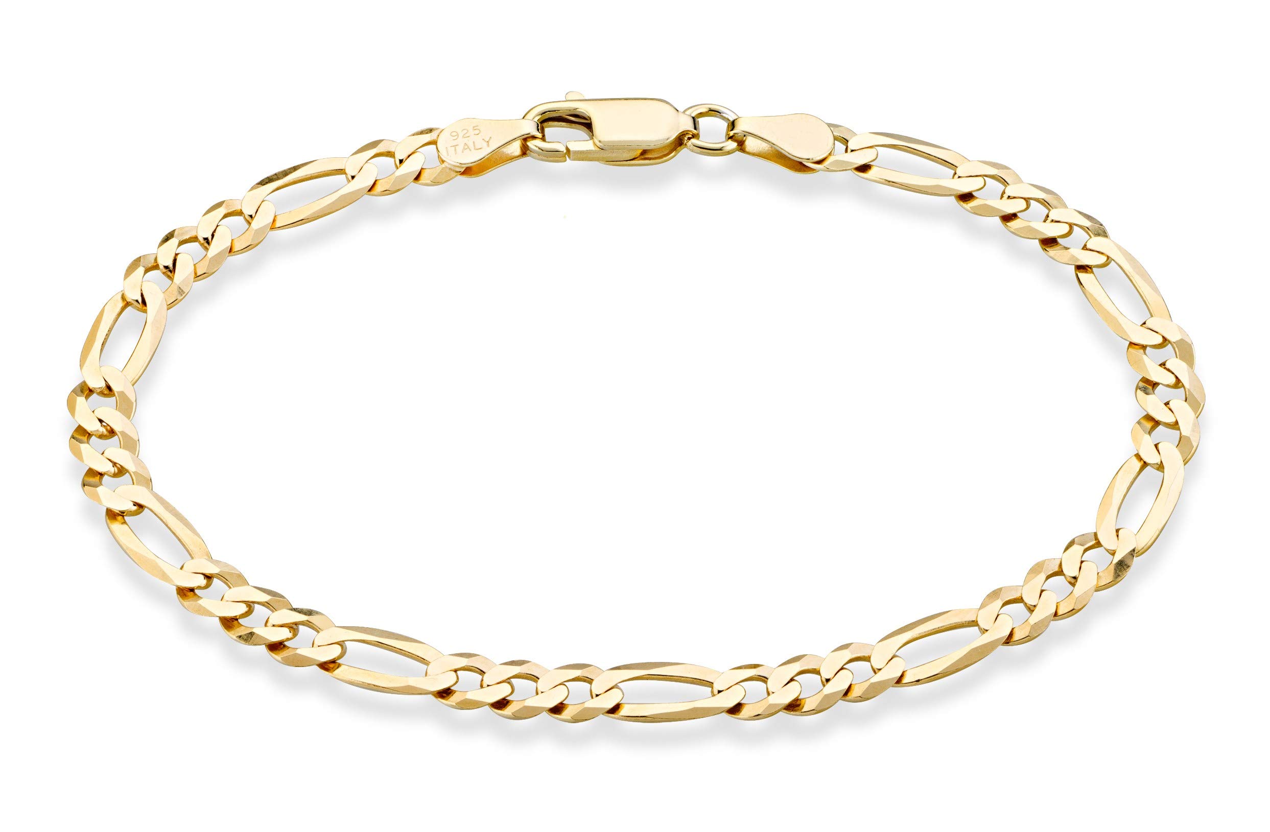 Браслет-цепочка Фигаро Miabella Solid 18K Gold Over Sterling Silver Made in Italy, 5 мм, бриллиантовая огранка, для женщин и мужчин, 925 пробы, сделано в Италии, 6,5 дюймов,
Браслет-цепочка Фигаро Miabella Solid 18K Gold Over Sterling Silver Made in Italy, 5 мм, бриллиантовая огранка, для женщин и мужчин, 925 пробы, сделано в Италии, 6,5 дюймов,