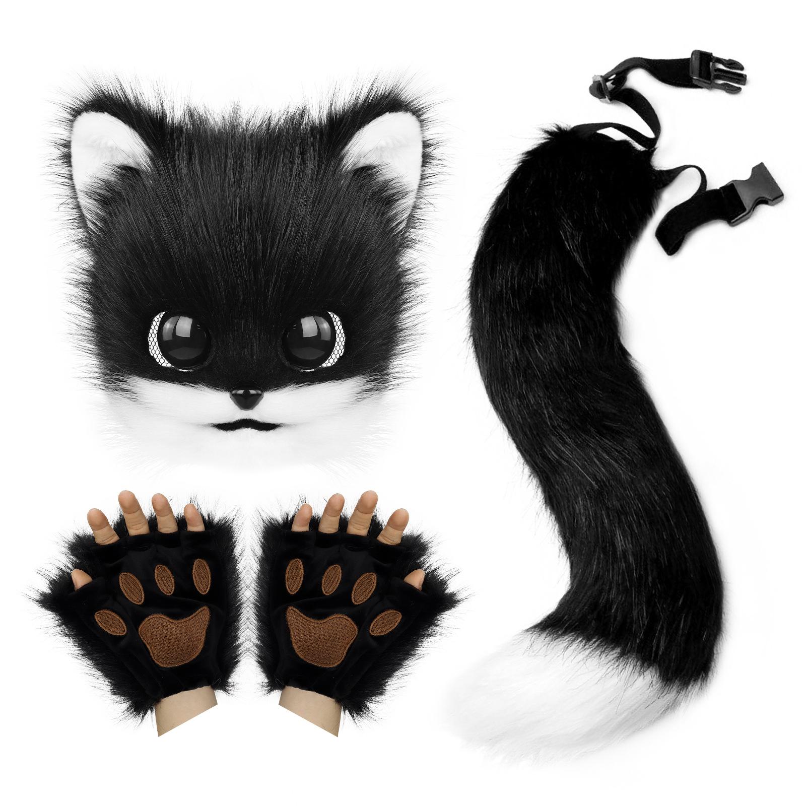 Plush animal costume Japanese-style cute chirping animal head mask three-piece set cosplay Wearable suit Black and White
Plush animal costume Japanese-style cute chirping animal head mask three-piece set cosplay Wearable suit Black and White