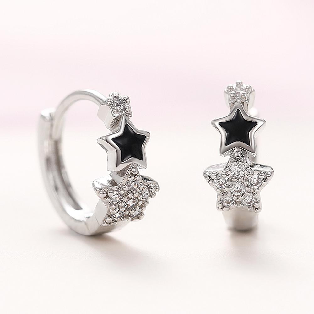 Небольшие серьги-кольца Huitan Dainty Stars для женщин, черные кристаллы, кубический цирконий, изысканные круглые серьги для девочек, ювелирные изделия
Небольшие серьги-кольца Huitan Dainty Stars для женщин, черные кристаллы, кубический цирконий, изысканные круглые серьги для девочек, ювелирные изделия