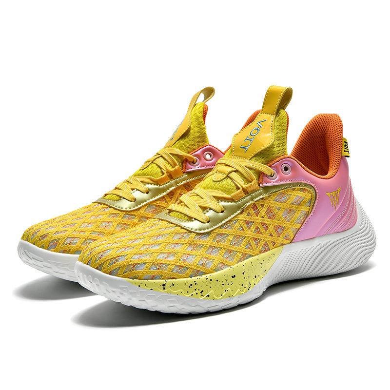 Мужская дышащая повседневная спортивная обувь, уличная нескользящая обувь для бега, модная баскетбольная обувь 45 жёлтый