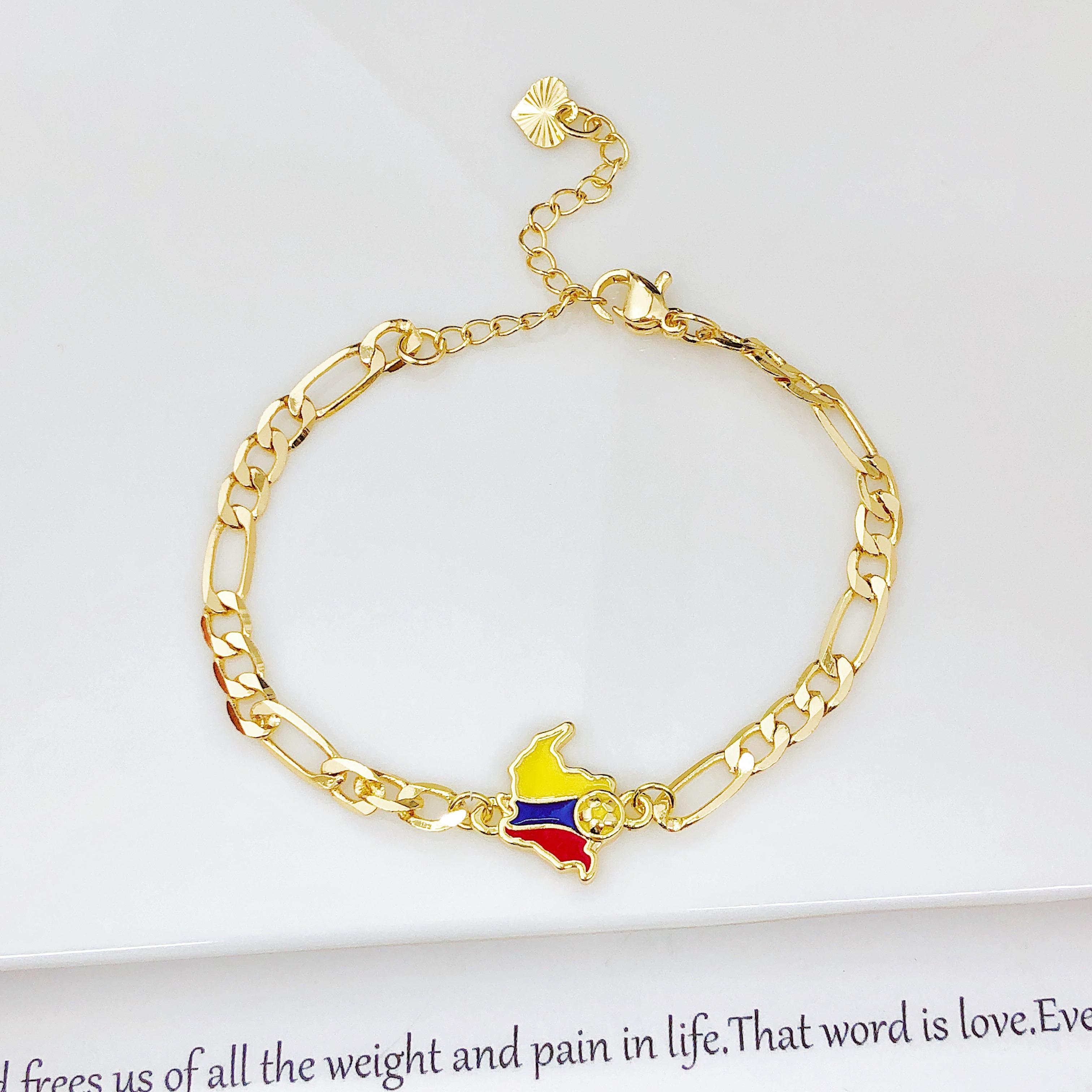 Classic Enamel Art Gold Plated Mexico Colombia Flag Adjustable Bracelet for Men Women Holiday Anniversary Zircon Fine Gift
Classic Enamel Art Gold Plated Mexico Colombia Flag Adjustable Bracelet for Men Women Holiday Anniversary Zircon Fine Gift