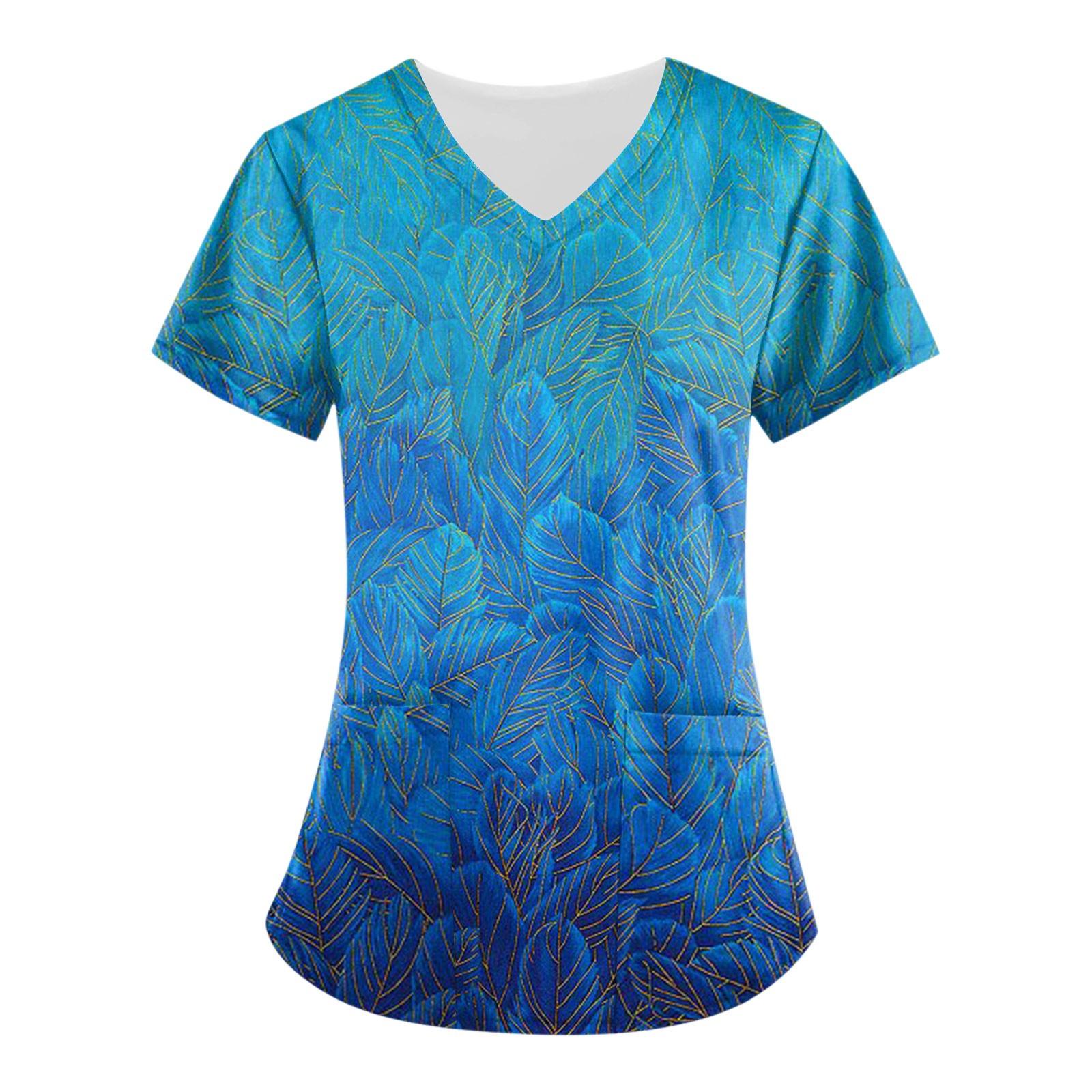 Women s Floral Printing Short Sleeve V-neck Tops Working Uniform Pocket Blouse XXL
Women s Floral Printing Short Sleeve V-neck Tops Working Uniform Pocket Blouse XXL
