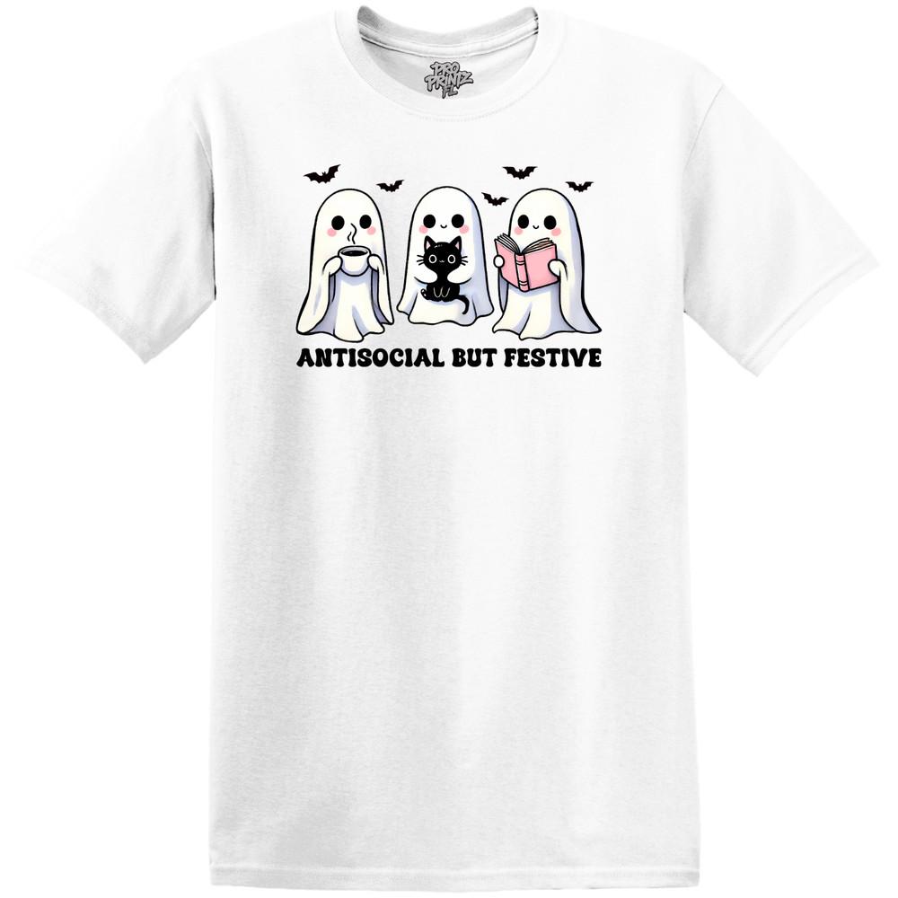 Halloween T-Shirt Anitsocial But Festive - Choose Your Color and Size XL
Halloween T-Shirt Anitsocial But Festive - Choose Your Color and Size XL