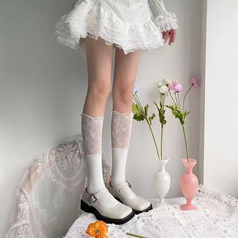 Lace Paneled Knee-High Socks for Women | Spring Autumn Ballet-Style Boot Socks with Ruffled Trim & Slouch Design
Lace Paneled Knee-High Socks for Women | Spring Autumn Ballet-Style Boot Socks with Ruffled Trim & Slouch Design