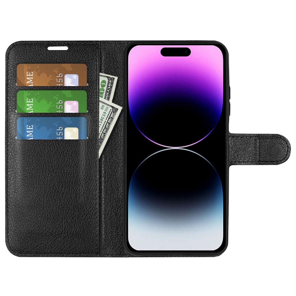 For iPhone 15 Pro Shockproof Wallet Phone Cover PU Leather Litchi Texture Stand Mobile Phone Case Black
For iPhone 15 Pro Shockproof Wallet Phone Cover PU Leather Litchi Texture Stand Mobile Phone Case Black