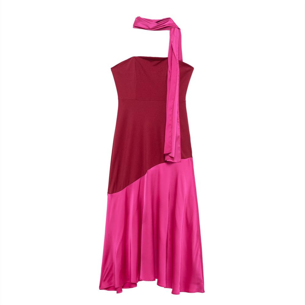 2025 Spring Women s Slim Strapless Dress with Scarf and Color Block Patchwork S маджента
2025 Spring Women s Slim Strapless Dress with Scarf and Color Block Patchwork S маджента