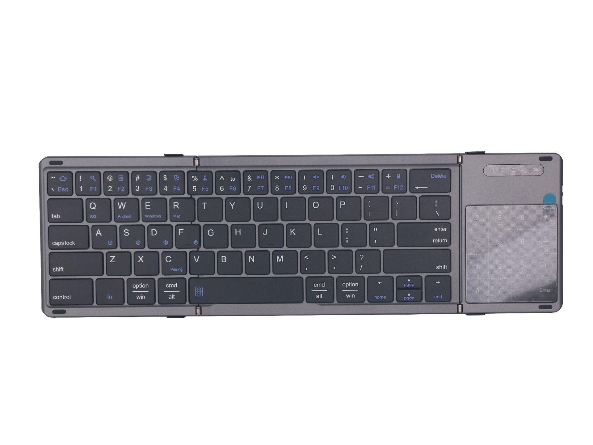 Wireless Bluetooth Foldable Keyboard with Touchpad and Numeric Function сірий колір
Wireless Bluetooth Foldable Keyboard with Touchpad and Numeric Function сірий колір