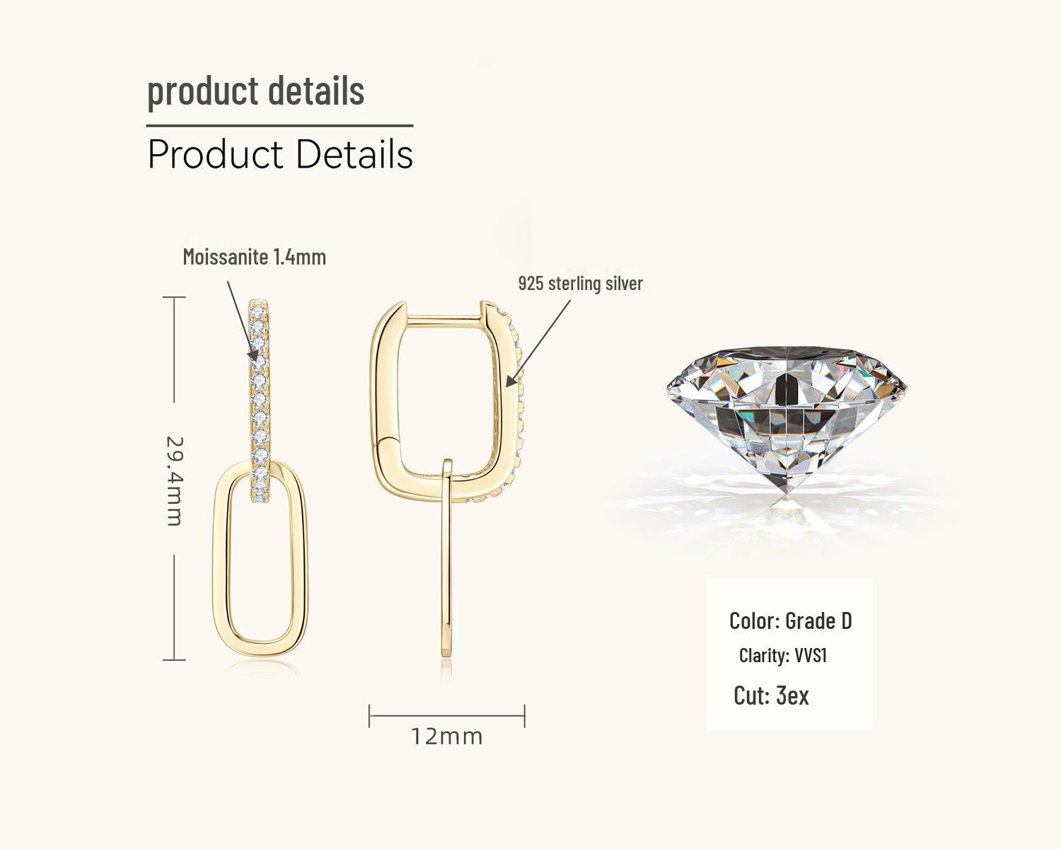 Елегантні сережки-підвіски зі срібла для жінок з моссанітом у формі скріпки, з шикарним сучасним дизайном 0.16 carat + 0.16 carat
Елегантні сережки-підвіски зі срібла для жінок з моссанітом у формі скріпки, з шикарним сучасним дизайном 0.16 carat + 0.16 carat