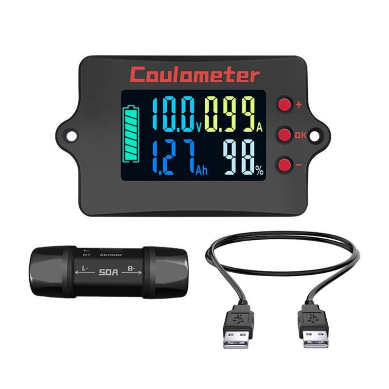 Coulometer 8-120V 50A Battery Monitors Digital Voltmeter Ammeter Battery Capacity Indicator Coulomb Counter Meter
Coulometer 8-120V 50A Battery Monitors Digital Voltmeter Ammeter Battery Capacity Indicator Coulomb Counter Meter