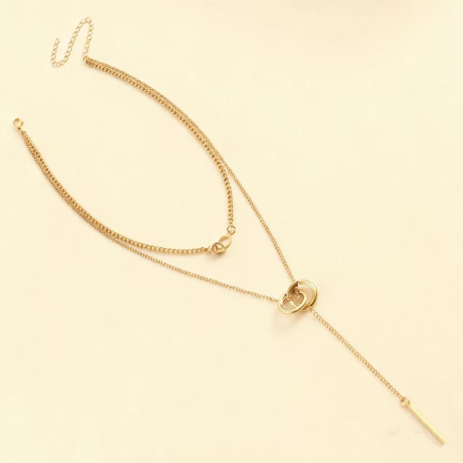 Double Circle Collarbone Chain Necklace with Tassel and Long Bar Pendant Stylish Layered Design Adjustable Length Fashion Jewelry for Women one size
Double Circle Collarbone Chain Necklace with Tassel and Long Bar Pendant Stylish Layered Design Adjustable Length Fashion Jewelry for Women one size