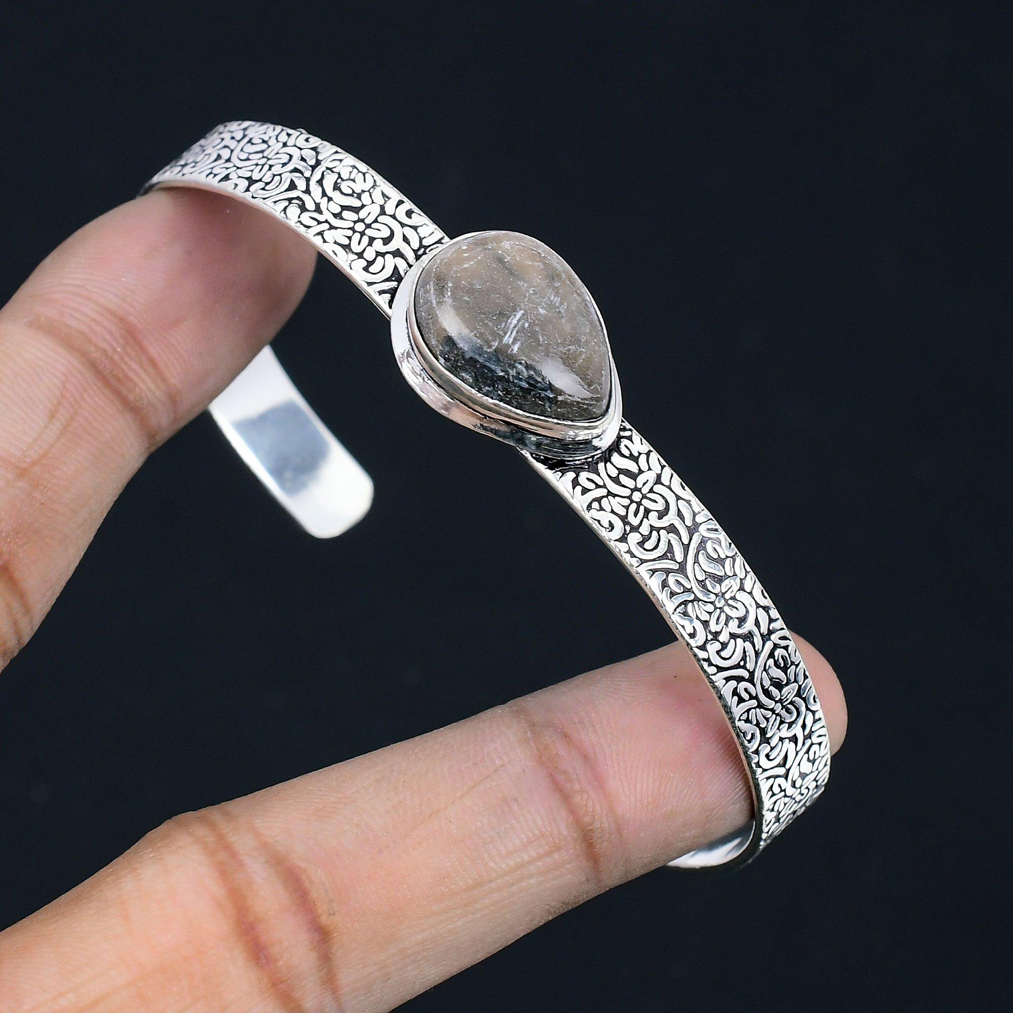 Womens day Sale Sterling Silver Pear Spider Web Jasper Gemstone Bangle Bracelet Adjustable
Womens day Sale Sterling Silver Pear Spider Web Jasper Gemstone Bangle Bracelet Adjustable