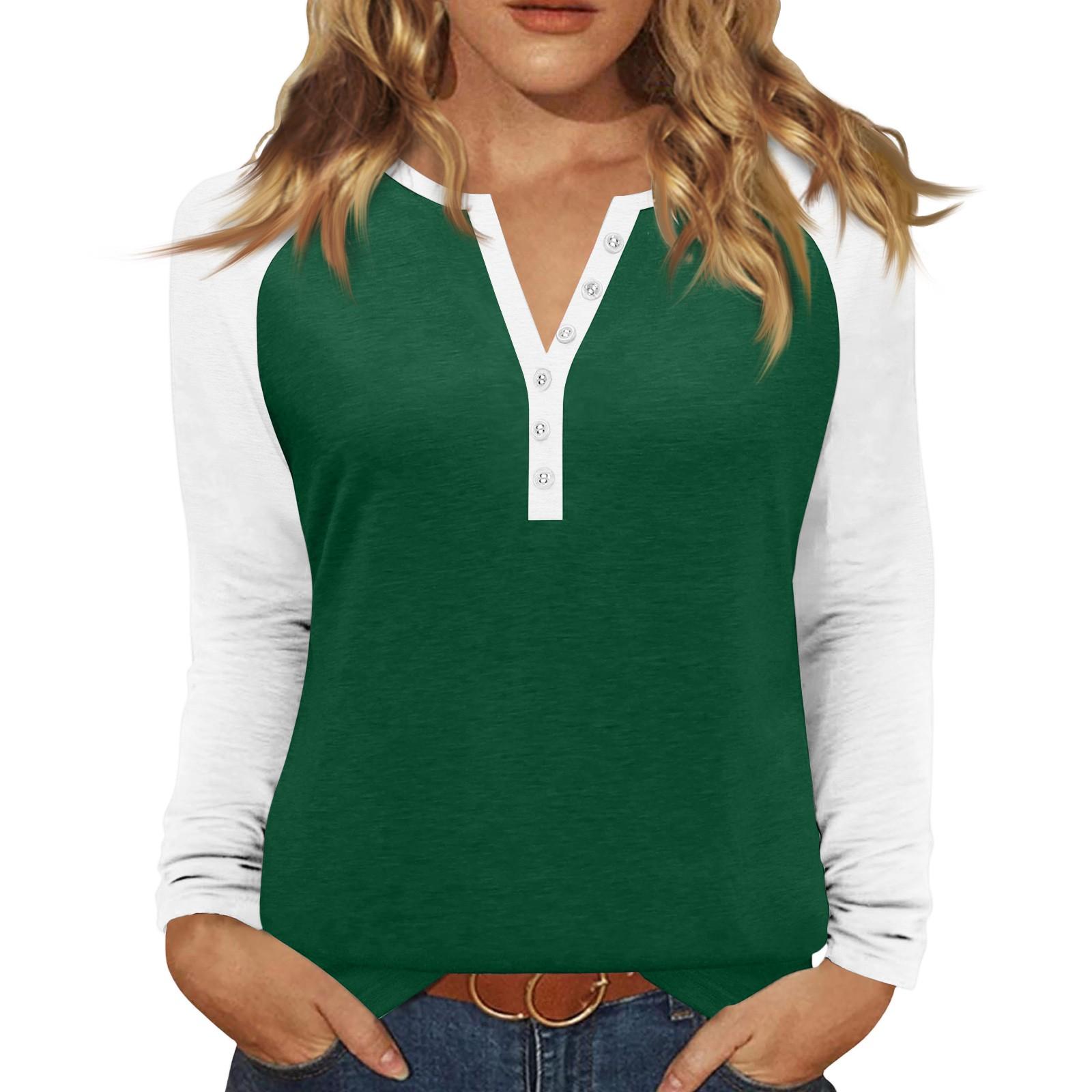 Женская футболка колор-блок на пуговицах с длинным рукавом, повседневная, для выходных, модная, базовая, с V-образным вырезом, обычная M
Женская футболка колор-блок на пуговицах с длинным рукавом, повседневная, для выходных, модная, базовая, с V-образным вырезом, обычная M