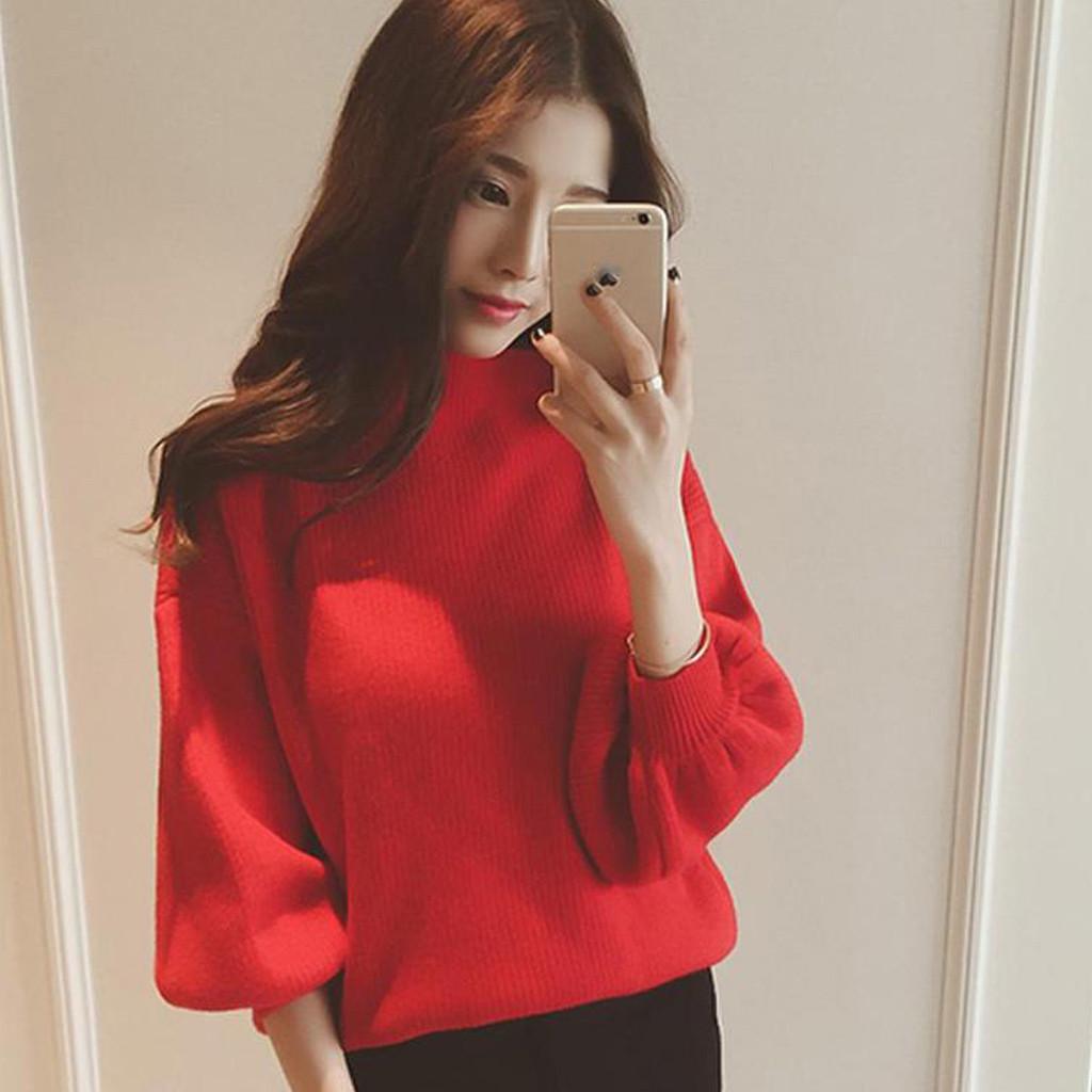 Осенне-зимний свитер женский с длинным рукавом-фонариком, однотонная водолазка, вязаные топы One Size красный
Осенне-зимний свитер женский с длинным рукавом-фонариком, однотонная водолазка, вязаные топы One Size красный