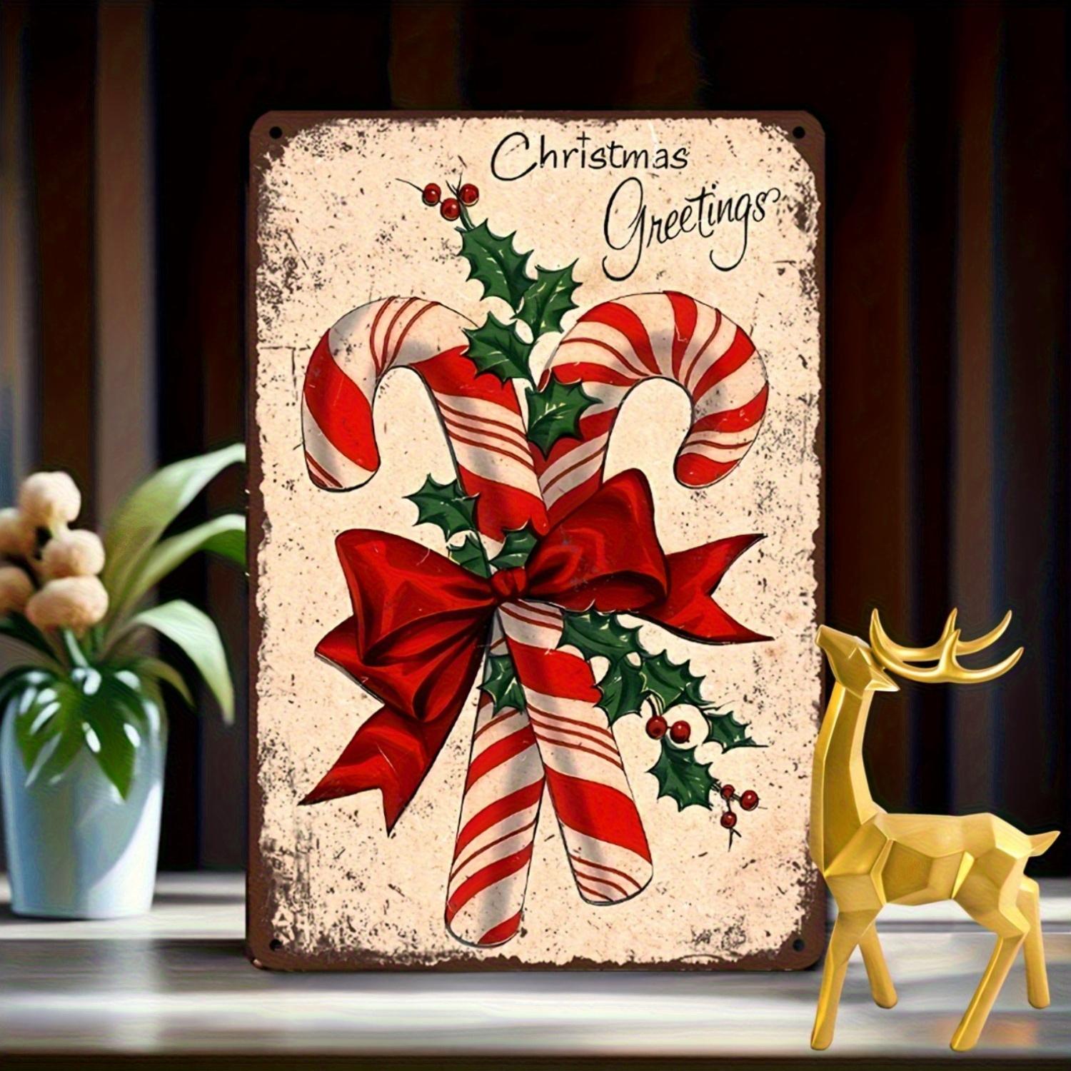 Vintage Christmas Greetings Candy Cane Metal Tin Sign Retro Holiday Holly Bow Print Wall Decor Plaque for Home Farmhouse Christm 20x30cm(7.8x11.8inch)
Vintage Christmas Greetings Candy Cane Metal Tin Sign Retro Holiday Holly Bow Print Wall Decor Plaque for Home Farmhouse Christm 20x30cm(7.8x11.8inch)