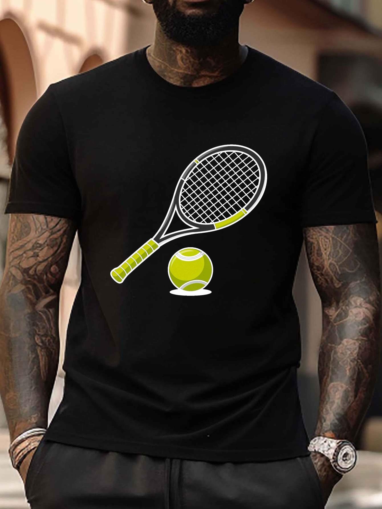 Plus Size Summer T-shirt - Black with Tennis Racket & Ball Graphic XXL
Plus Size Summer T-shirt - Black with Tennis Racket & Ball Graphic XXL