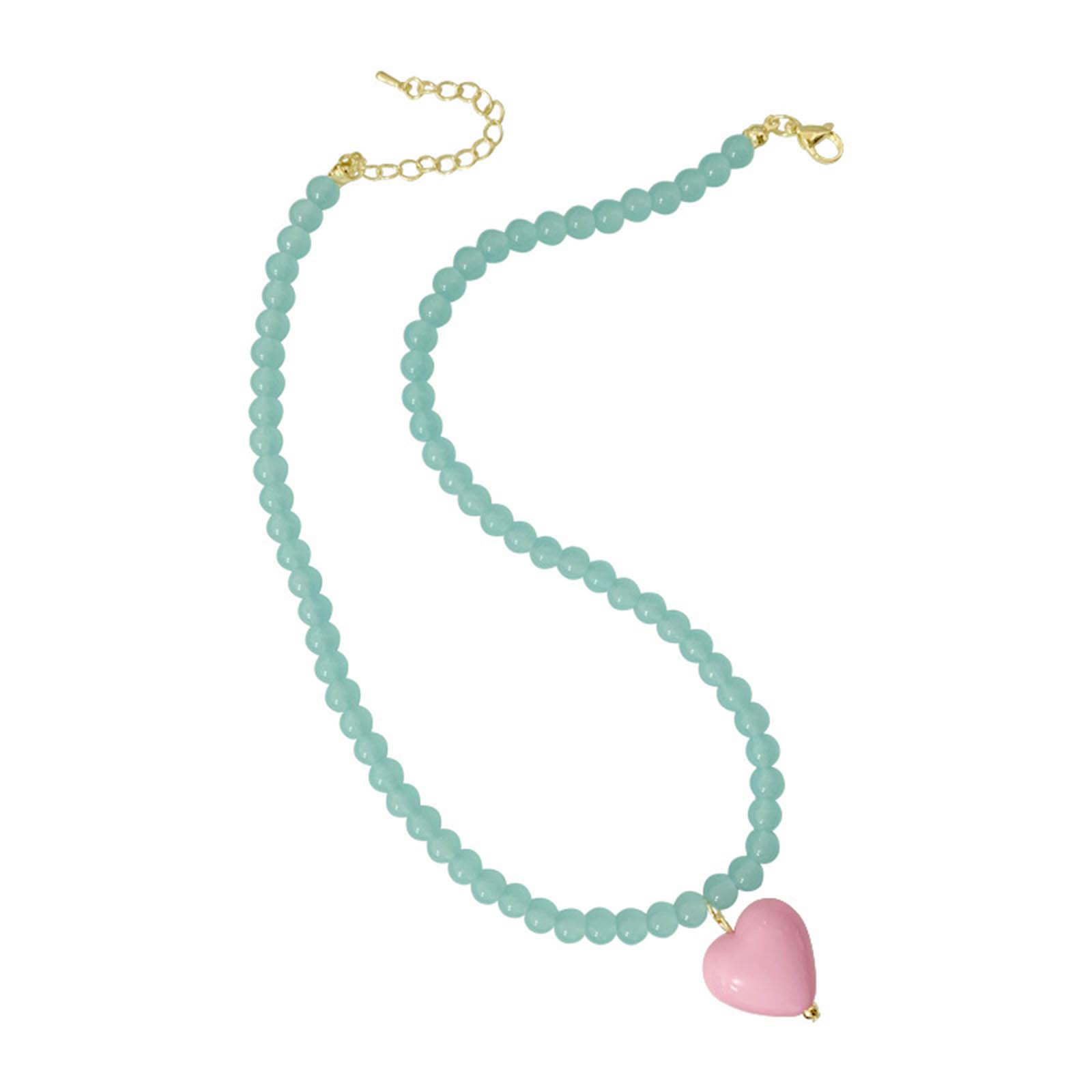 Blue Beaded Neckchain Peach Heart Necklace Love Heart Contrast Fashion Sweet Cool Girl Collar Chain Neck Jewellery 1
Blue Beaded Neckchain Peach Heart Necklace Love Heart Contrast Fashion Sweet Cool Girl Collar Chain Neck Jewellery 1